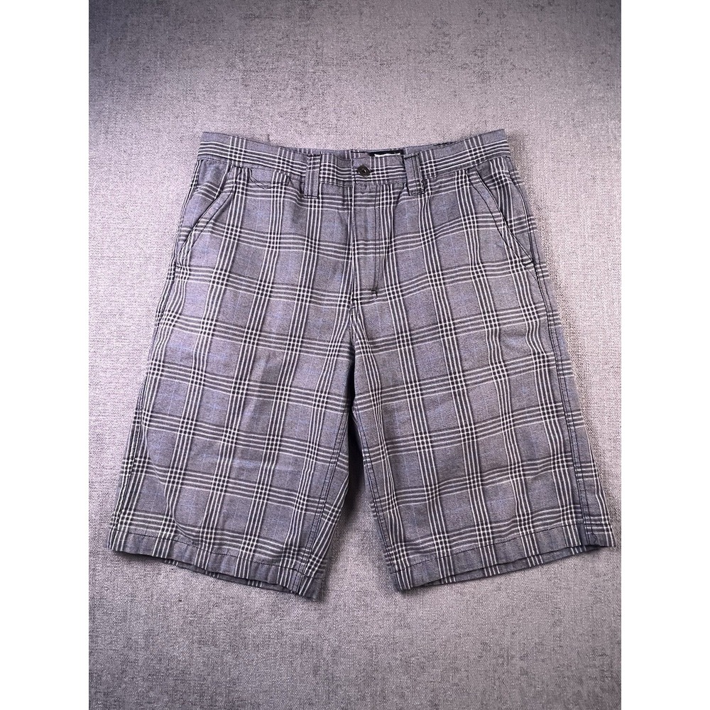 Free World‎ Shorts Men's 34 Gray Plaid Check Chinos Casual Golf Pockets